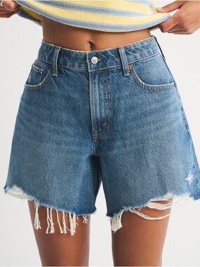 Abercrombie & Fitch Curve Love High Rise Loose Denim Shorts